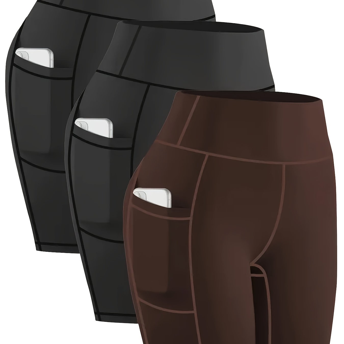 3pcs Set Of 3-inch Leggings with Leggings, High Waisted Yoga And Fitness Pants, Waist Cinching And Hip Lifting with Pockets, Cycling Shorts, Yoga Shorts, Sports Shorts, Pants