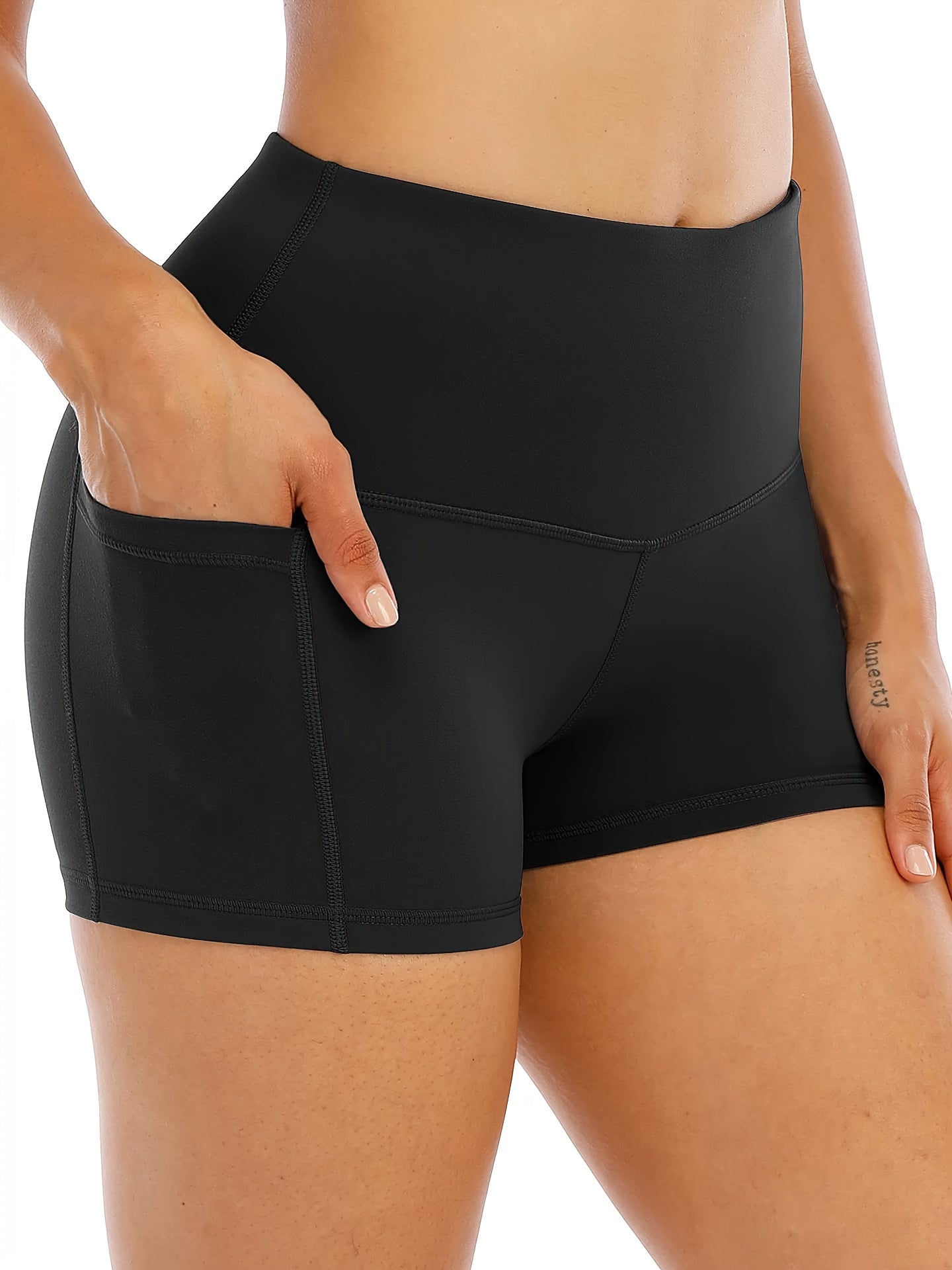 3pcs Set Of 3-inch Leggings with Leggings, High Waisted Yoga And Fitness Pants, Waist Cinching And Hip Lifting with Pockets, Cycling Shorts, Yoga Shorts, Sports Shorts, Pants